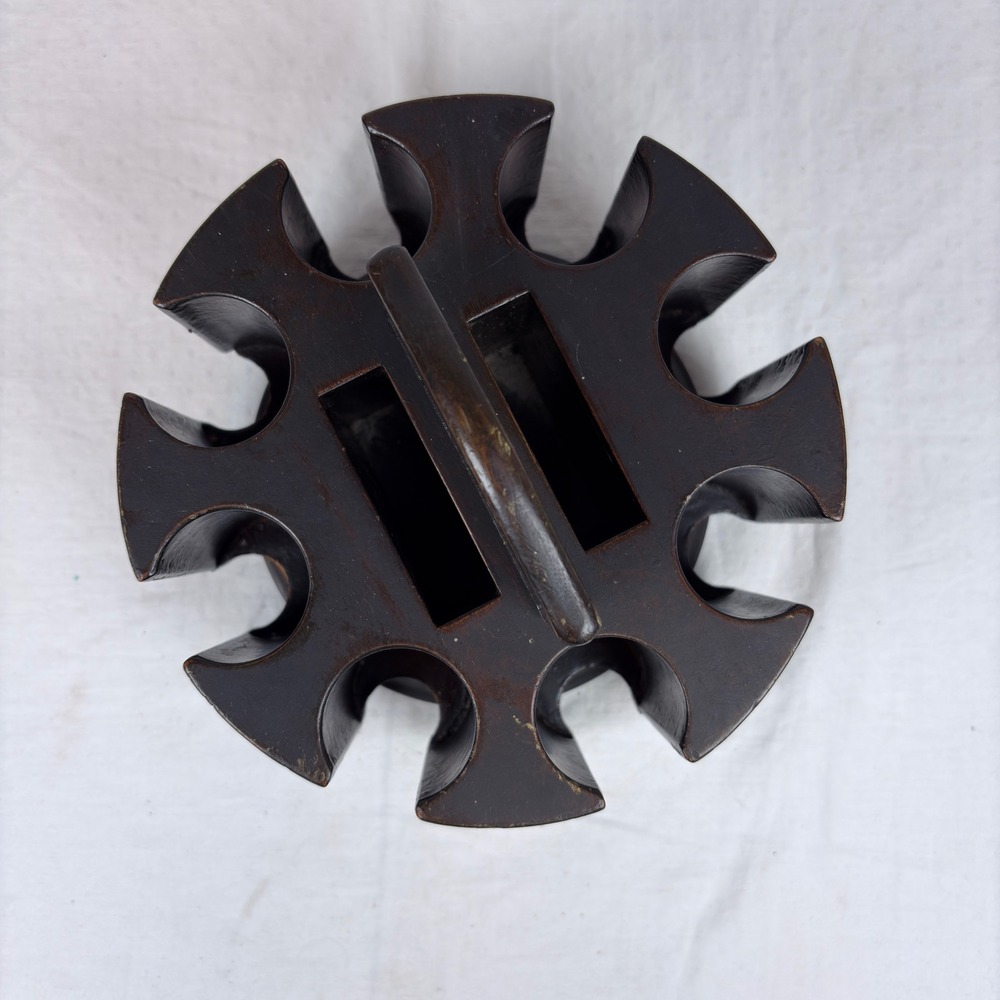 Vtg Wood Carousel Poker Chip Carrier Caddy w/ 230 Clay Chips Lazy Susan 2 Decks - Picture 7 of 16